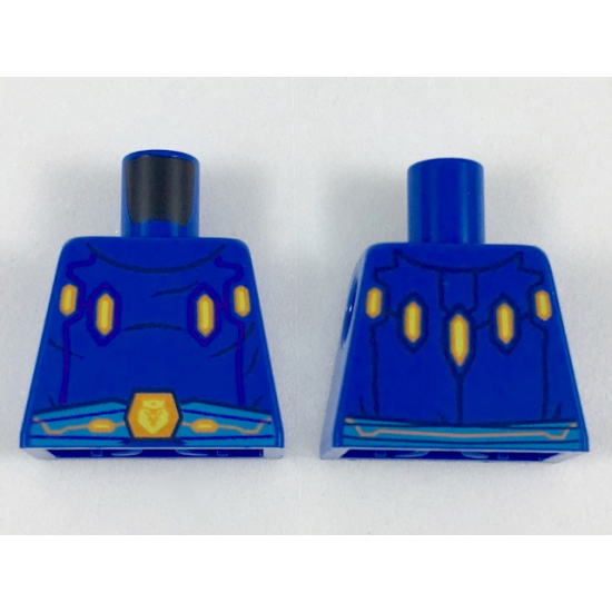 Torso with 4 Orange and Yellow Crystals, Dark Azure Belt with Orange Crowned Lion Buckle Pattern