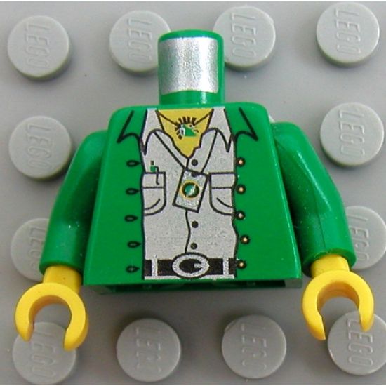 Torso Adventurers Jungle Jacket, White Shirt, and Necklace Pattern / Green Arms / Yellow Hands
