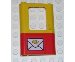 Door 1 x 4 x 5 Train Left with Red Bottom Half and Mail Envelope Pattern (Sticker) - Sets 7722 / 7819