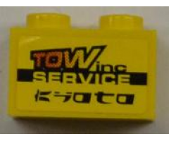 Brick 1 x 2 with 'TOW inc' and 'SERVICE' and 'KYOTO' Pattern (Sticker) - Set 8186