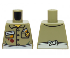 Torso Shirt Button Down with Pockets, Name Tag, Smiley Face Button and White Apron on Front and Back Pattern