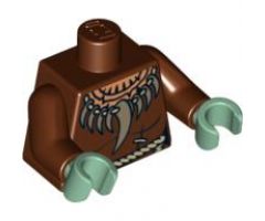 Torso Castle Fantasy Era with Tooth Necklace and Rope Belt Pattern / Reddish Brown Arms / Sand Green Hands