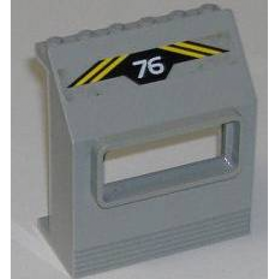 Panel 3 x 6 x 6 Sloped with Window with '76' and Yellow Stripes Pattern (Sticker) - Set 6575
