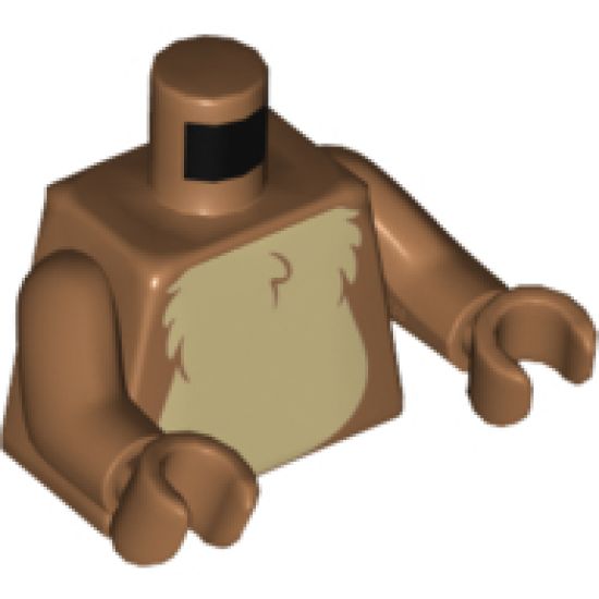 Torso Tan Fur on Chest with Black and White Tail to Right on Back Pattern / Medium Nougat Arms / Medium Nougat Hands
