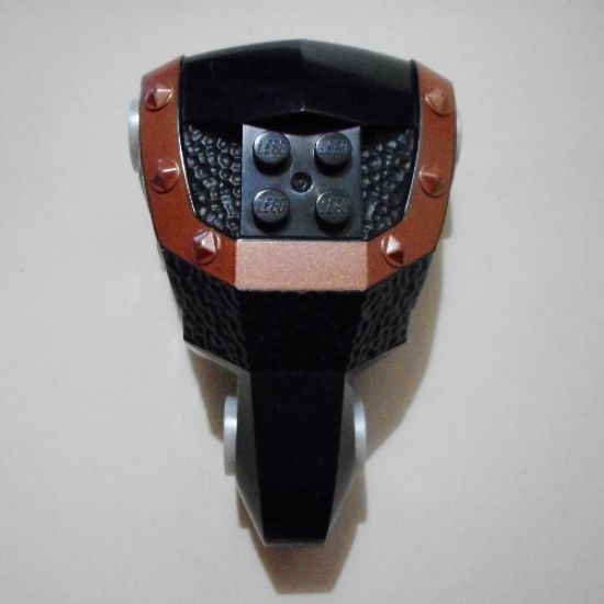 Large Figure Part Torso KK with Karzon Pattern (Black Front and Copper Trim) - Series 3 - Brick 2 x 2 Relief (base part number is in question)