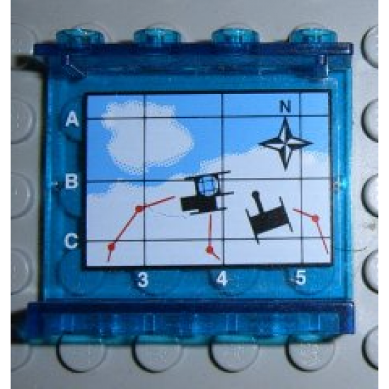Panel 1 x 4 x 3 with Map Arctic Pattern on Inside (Sticker) - Set 6575