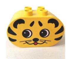 Duplo, Brick 2 x 4 x 2 Rounded Ends with Tiger Face Pattern