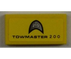 Tile 1 x 2 with 'TOWMASTER 200' and Silver Emblem Pattern (Sticker) - Set 8186