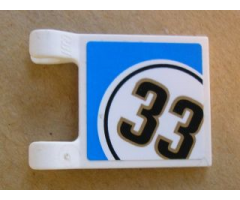 Flag 2 x 2 Square with Black '33' in White Circle with Blue Background Pattern on Both Sides (Stickers) - Set 8147