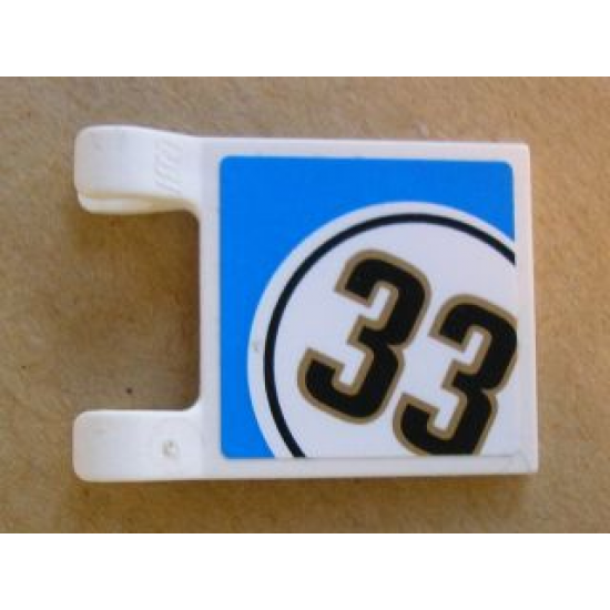 Flag 2 x 2 Square with Black '33' in White Circle with Blue Background Pattern on Both Sides (Stickers) - Set 8147