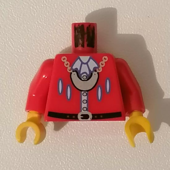 Torso Pirate Imperial Armada Black Belt, Silver Buttons, Necklace Pattern / Red Arms / Yellow Hands