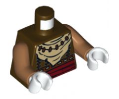 Torso Vest with Dark Red Belt, White Bandana and Brown Necklace Pattern / Medium Nougat Arms / White Hands