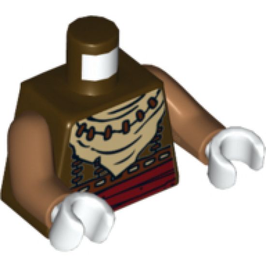 Torso Vest with Dark Red Belt, White Bandana and Brown Necklace Pattern / Medium Nougat Arms / White Hands