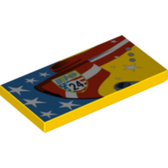 Tile 2 x 4 with Stars and Stripes, 'WGP 24' Pattern Model Left Side