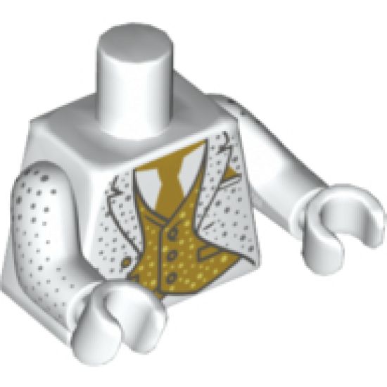 Torso Tuxedo with Gold Tie and Vest, Silver Speckles Pattern / White Arms with Silver Speckles Pattern / White Hands