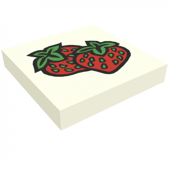 Tile 2 x 2 with Fabuland Strawberry Pattern