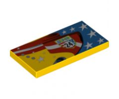 Tile 2 x 4 with Stars and Stripes, 'WGP 24' Pattern Model Right Side