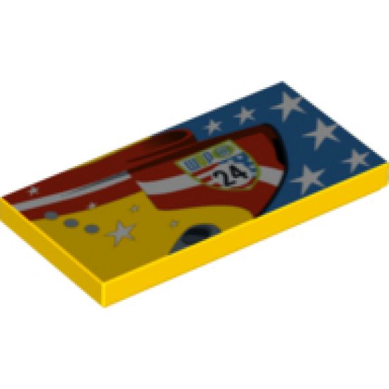 Tile 2 x 4 with Stars and Stripes, 'WGP 24' Pattern Model Right Side