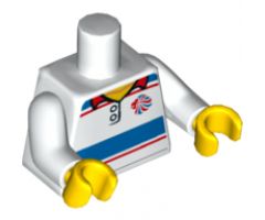 Torso Polo Shirt with Red and Blue Stripes and Team GB Logo Pattern / White Arms / Yellow Hands