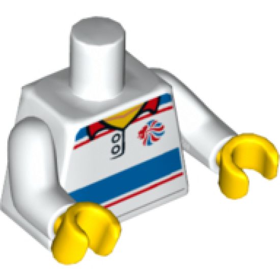 Torso Polo Shirt with Red and Blue Stripes and Team GB Logo Pattern / White Arms / Yellow Hands
