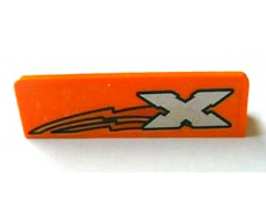 Panel 1 x 4 x 1 with Silver Island Xtreme Stunts Logo and Red and Yellow Lightning Bolt Pattern Model Right (Sticker) - Set 6740