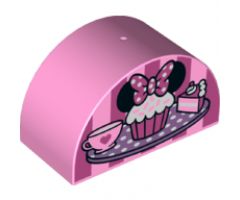 Duplo, Brick 2 x 4 x 2 Curved Top with Cupcake with Mouse Ears Pattern