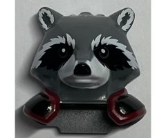 Minifigure, Head, Modified Raccoon with Dark Red and Black Shoulder Pads Pattern (Rocket)
