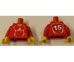 Torso Soccer Adidas Logo, Red and White No. 15 Pattern (Stickers) / Red Arms / Yellow Hands
