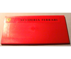 Tile 8 x 16 with Bottom Tubes on Edges with Ferrari Logo Left and 'SCUDERIA FERRARI' Pattern (Sticker) - Set 8654