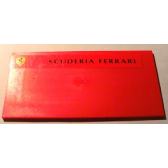 Tile 8 x 16 with Bottom Tubes on Edges with Ferrari Logo Left and 'SCUDERIA FERRARI' Pattern (Sticker) - Set 8654