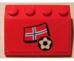 Slope 33 3 x 4 with Flag of Norway and Soccer Ball on Red Background Pattern (Sticker) - Set 3407