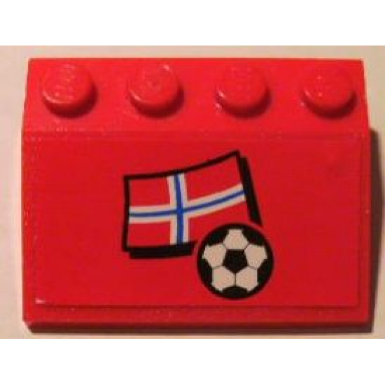 Slope 33 3 x 4 with Flag of Norway and Soccer Ball on Red Background Pattern (Sticker) - Set 3407