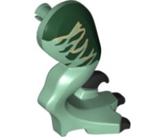 Animal, Body Part Dinosaur Leg Large (Rear) Raptor Right with Pin, Black Claws and Tan Stripes over Dark Green Pattern