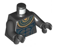 Torso Pharaoh's Quest Bare Chest with Muscles Outline and Gold Necklace Pattern (Anubis Guard) / Black Arms / Black Hands