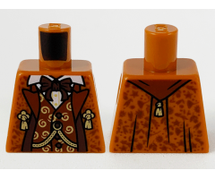 Torso Jacket with Reddish Brown Lapels and Vest, Dark Brown Bow Tie and Trim, Gold Chain and Tassels Pattern