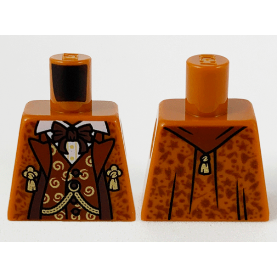 Torso Jacket with Reddish Brown Lapels and Vest, Dark Brown Bow Tie and Trim, Gold Chain and Tassels Pattern