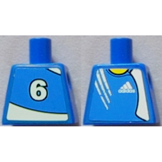 Torso Soccer Adidas Logo Blue No. 6 Pattern (Stickers)