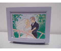 Scala Television / Computer Monitor with Married Couple on Bridge Pattern (Sticker) - Set 3201