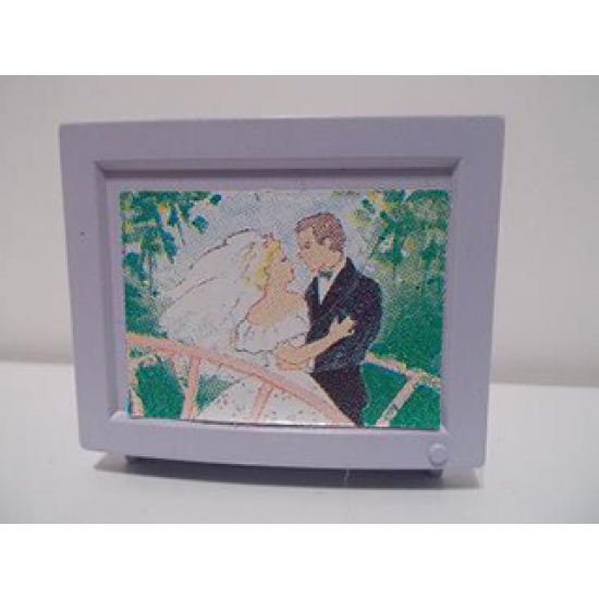 Scala Television / Computer Monitor with Married Couple on Bridge Pattern (Sticker) - Set 3201