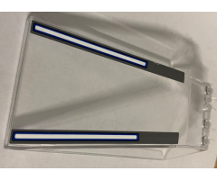 Windscreen 12 x 6 x 2 with Locking Dual 2 Fingers Hinge with SW Dark Bluish Gray, Dark Blue and White Stripes Pattern (Stickers) - Set 75155
