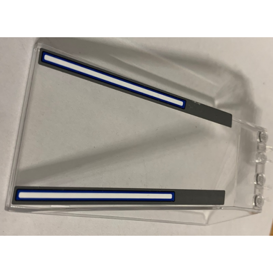 Windscreen 12 x 6 x 2 with Locking Dual 2 Fingers Hinge with SW Dark Bluish Gray, Dark Blue and White Stripes Pattern (Stickers) - Set 75155