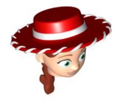 Minifigure, Head, Modified Female with Red Hat and Ponytail Pattern (Jessie)