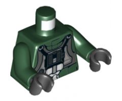 Torso SW Rebel A-wing Pilot with Dark Bluish Gray Vest and Black Front Panel with Breathing Apparatus Pattern / Dark Green Arms / Black Hands