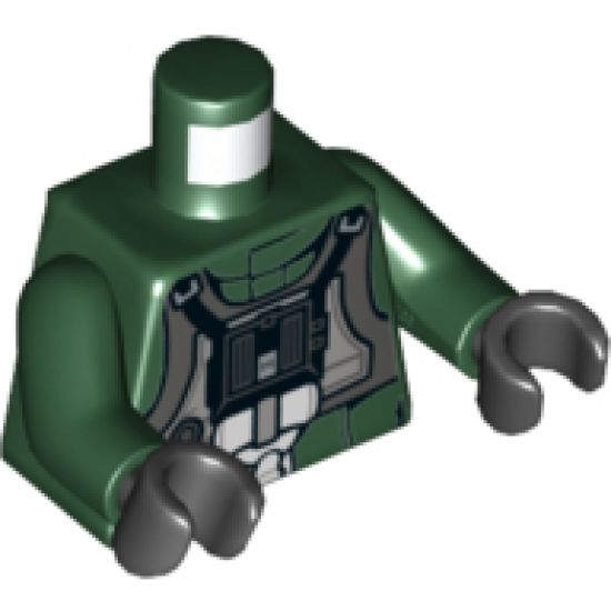 Torso SW Rebel A-wing Pilot with Dark Bluish Gray Vest and Black Front Panel with Breathing Apparatus Pattern / Dark Green Arms / Black Hands