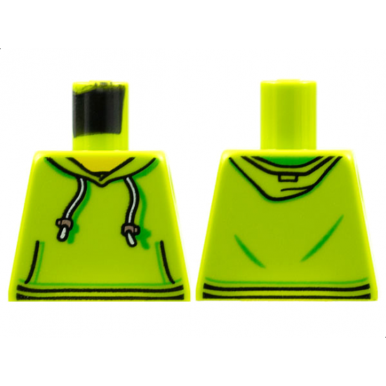 Torso Hoodie with White Drawstrings, Silver Adjusters and Kangaroo Pockets Pattern