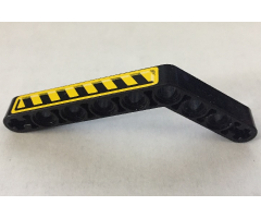 Technic, Liftarm 1 x 9 Bent (6 - 4) Thick with Black and Yellow Danger Stripes Pattern Model Right Side (Sticker) - Set 8446