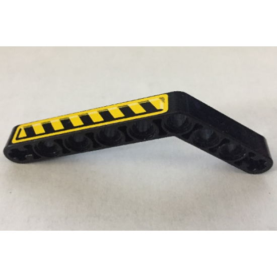 Technic, Liftarm 1 x 9 Bent (6 - 4) Thick with Black and Yellow Danger Stripes Pattern Model Right Side (Sticker) - Set 8446