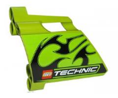 Technic, Panel Fairing #23 Large Short, Small Hole, Side B with Black Flames and Technic Logo Pattern (Sticker) - Set 8291
