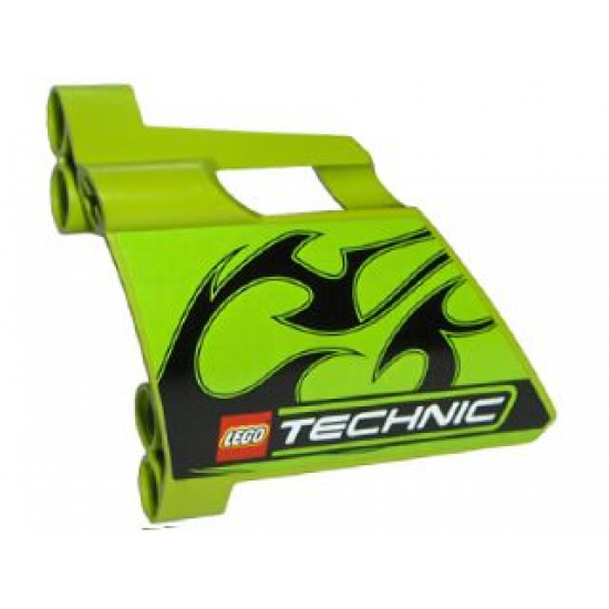 Technic, Panel Fairing #23 Large Short, Small Hole, Side B with Black Flames and Technic Logo Pattern (Sticker) - Set 8291