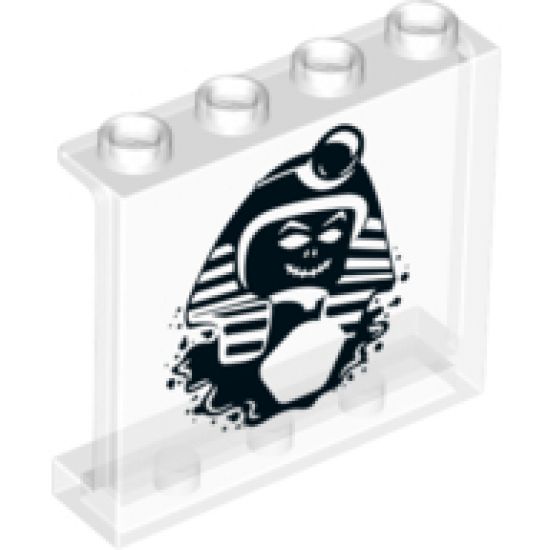 Panel 1 x 4 x 3 with Side Supports - Hollow Studs with Black Sphinx Pattern